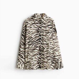 H&M NWT Cotton shirt - Cream/Zebra print